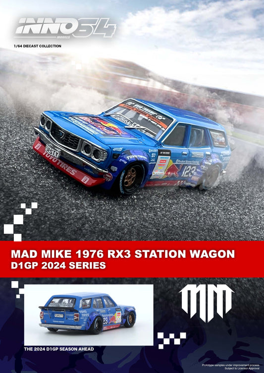 INNO64 1:64 MAD MIKE 1976 MAZDA RX3 Station Wagon D1GP 2024 (IN64-RX3P-D1GP24)
