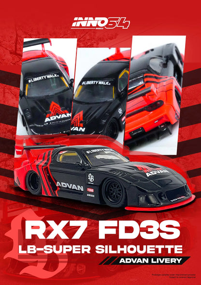INNO64 1:64 Mazda RX7 FD3S LB-Super Silhouette LBWK Advan Livery (IN64-LBWK-RX7-05)