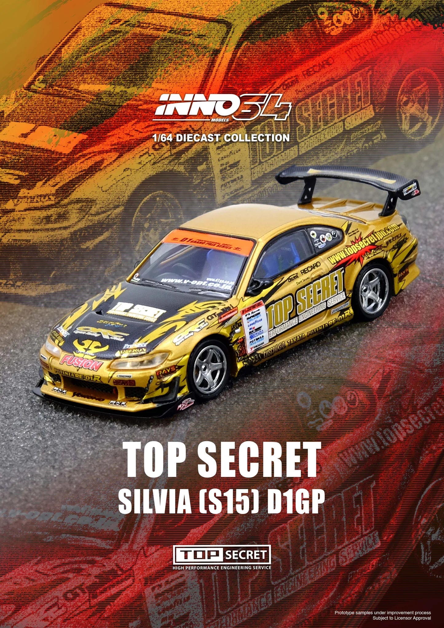 INNO64 1:64 TOP SECRET Silvia S15 Gold (IN64-S15TS-D104)