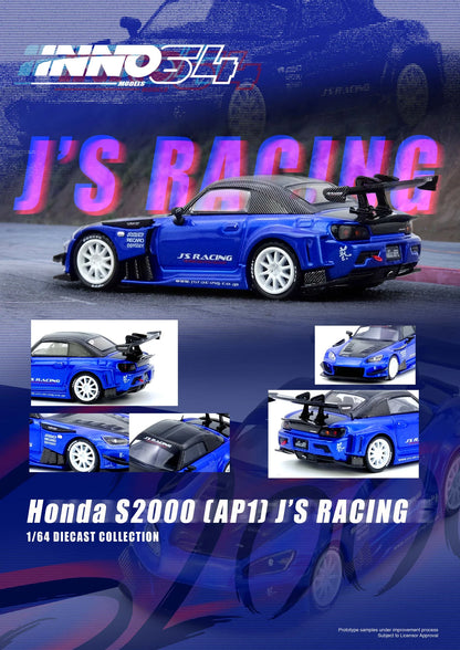 INNO64 1/64 HONDA S2000 J'S RACING Blue (IN64-S2000JS-BLUE)