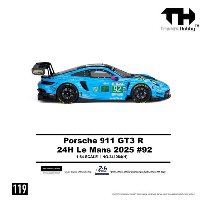 Trends Hobby 1:64 Porsche 911 GT3 R Manthey 1st Phorm 2025 Le Mans 24H LMGT3 Winner #92 Openable Front Hood Detailed Engine Porsche Official Licensed (241084H)