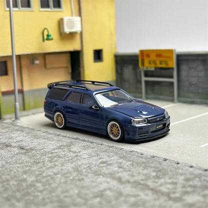 Zoom 1/64 Nissan Stagea Skyline GT-R R34 WC34 260RS Wagon Open Engine Bonnet - Full Carbon Blue