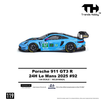 Trends Hobby 1:64 Porsche 911 GT3 R Manthey 1st Phorm 2025 Le Mans 24H LMGT3 Winner #92 Openable Front Hood Detailed Engine Porsche Official Licensed (241084H)