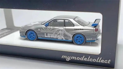 Model Collect 1:64 Nissan Skyline Mk 10 R34 25GT Turbo ER34 White Queen