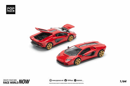 Pop Race 1:64 Lamborghini Countach LPI 800-4 Rosso Red Opening Front and Rear Detailed Engine (PR640259)