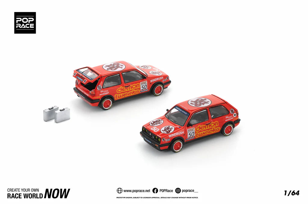 Pop Race 1:64 Volkswagen Golf GTI MKII MK2 Demon Tweeks BTCC 1988 Openable Rear Boot (PR640105)