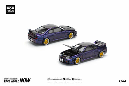 Pop Race 1:64 Nissan Skyline GT-R R33 NISMO 400R Midnight Purple Opening Front and Rear Detailed Engine (PR640256)