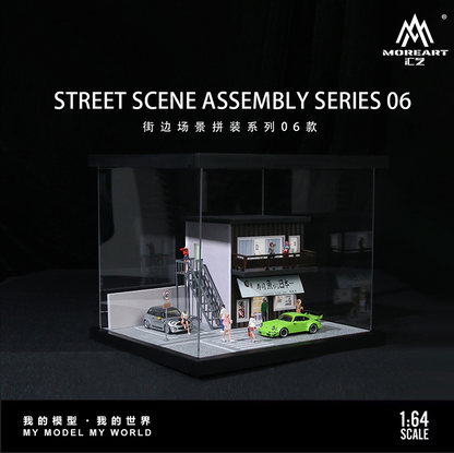 MoreArt 1:64 Street Scene Assembly Series 06 Scene Model LED Light Diorama with Acrylic Case