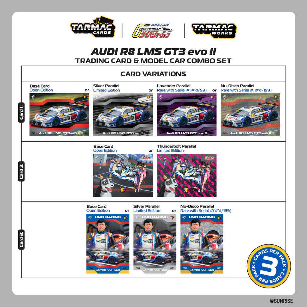 Tarmac Works 1/64 Audi R8 LMS GT3 EVO II Macau GT Cup - FIA GT World Cup 2024 Uno Racing #30 with Tarmac Cards Combo Set and Truck Packaging - Tarmac Works HOBBY64