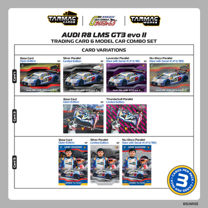 Tarmac Works 1/64 Audi R8 LMS GT3 EVO II Macau GT Cup - FIA GT World Cup 2024 Uno Racing #30 with Tarmac Cards Combo Set and Truck Packaging - Tarmac Works HOBBY64