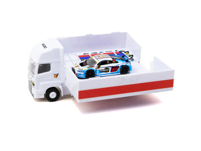 Tarmac Works 1/64 Audi R8 LMS GT3 EVO II Macau GT Cup - FIA GT World Cup 2024 Uno Racing #30 with Tarmac Cards Combo Set and Truck Packaging - Tarmac Works HOBBY64