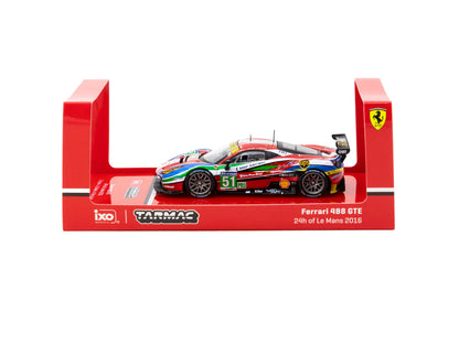 Tarmac Works 1/64 Ferrari 488 GTE 24h of Le Mans 2016 #51 - Tarmac Works X iXO Models HOBBY64