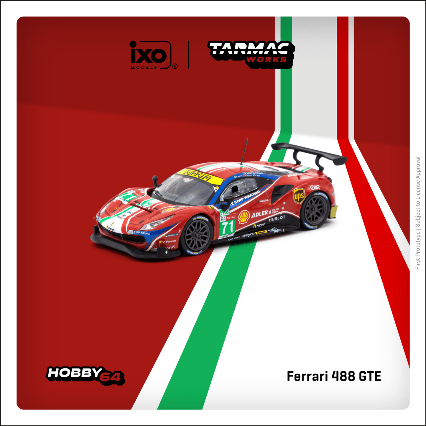 Tarmac Works X iXO Models 1/64 Ferrari 488 GTE 24h of Le Mans 2020 #71 - HOBBY64