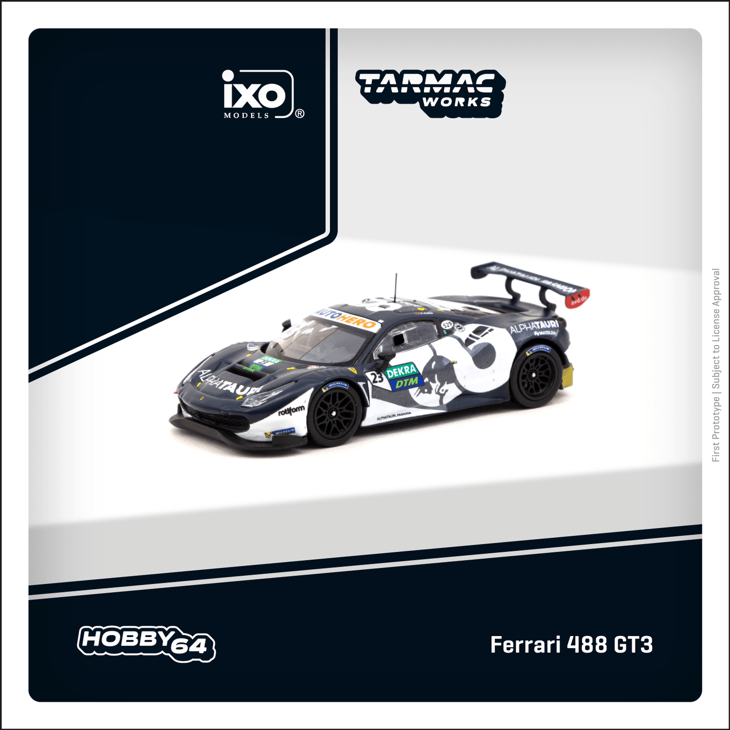Tarmac Works X iXO Models 1/64 Ferrari 488 GT3 DTM 2021 Nürburgring #23 Race 2 Winner Alex Albon - HOBBY64