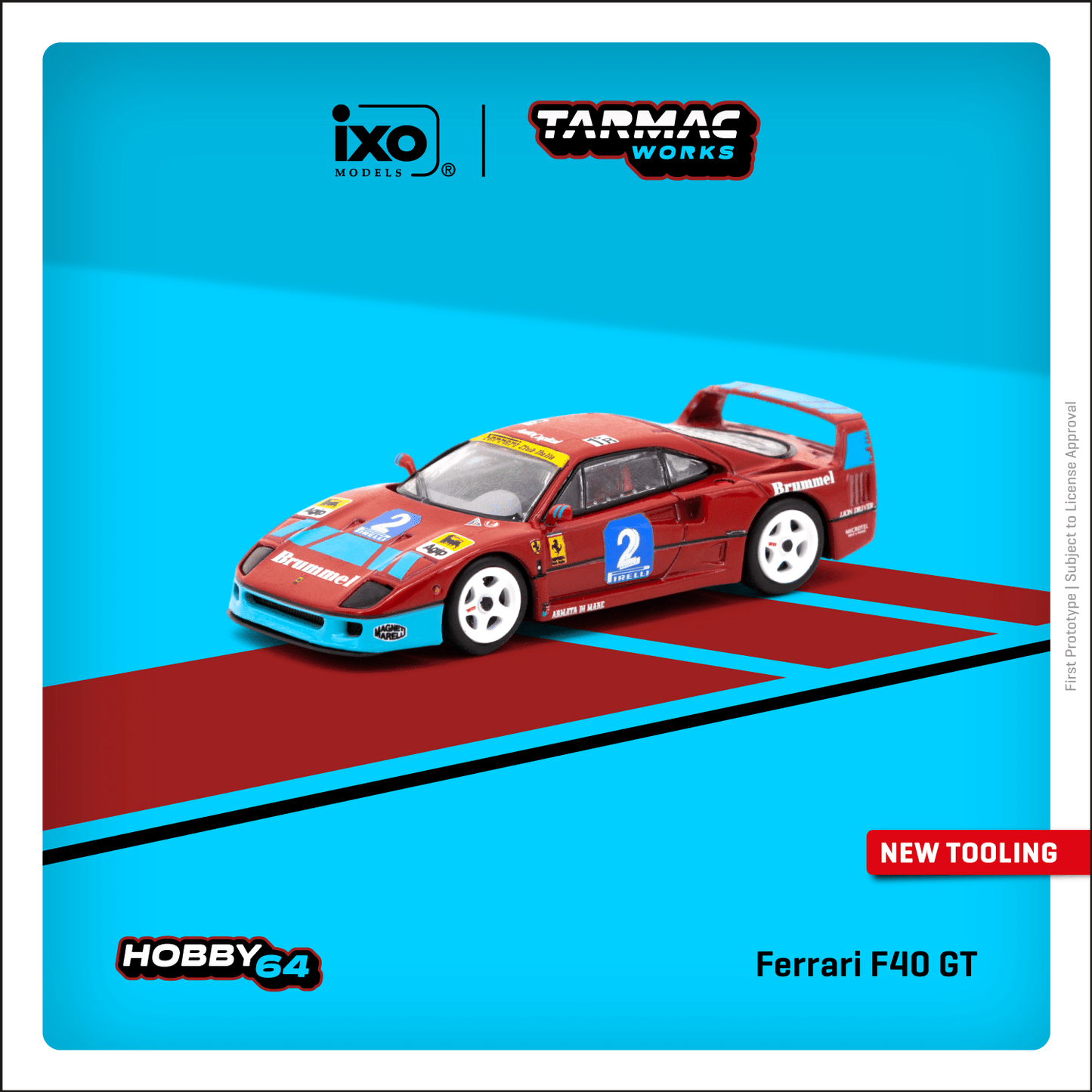 Tarmac Works X iXO Models 1/64 Ferrari F40 GT Italian GT Championship 1992 #2 - HOBBY64