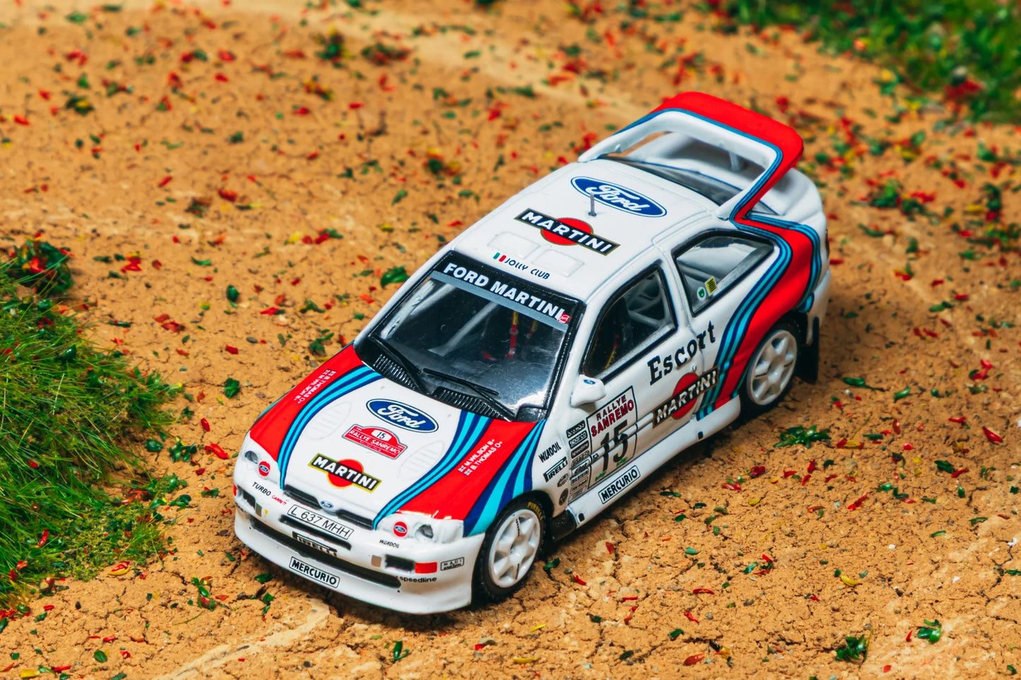 Tarmac Works 1/64 Ford Escort RS Cosworth WRC Rallye Sanremo 1994 #15 - Tarmac Works HOBBY64