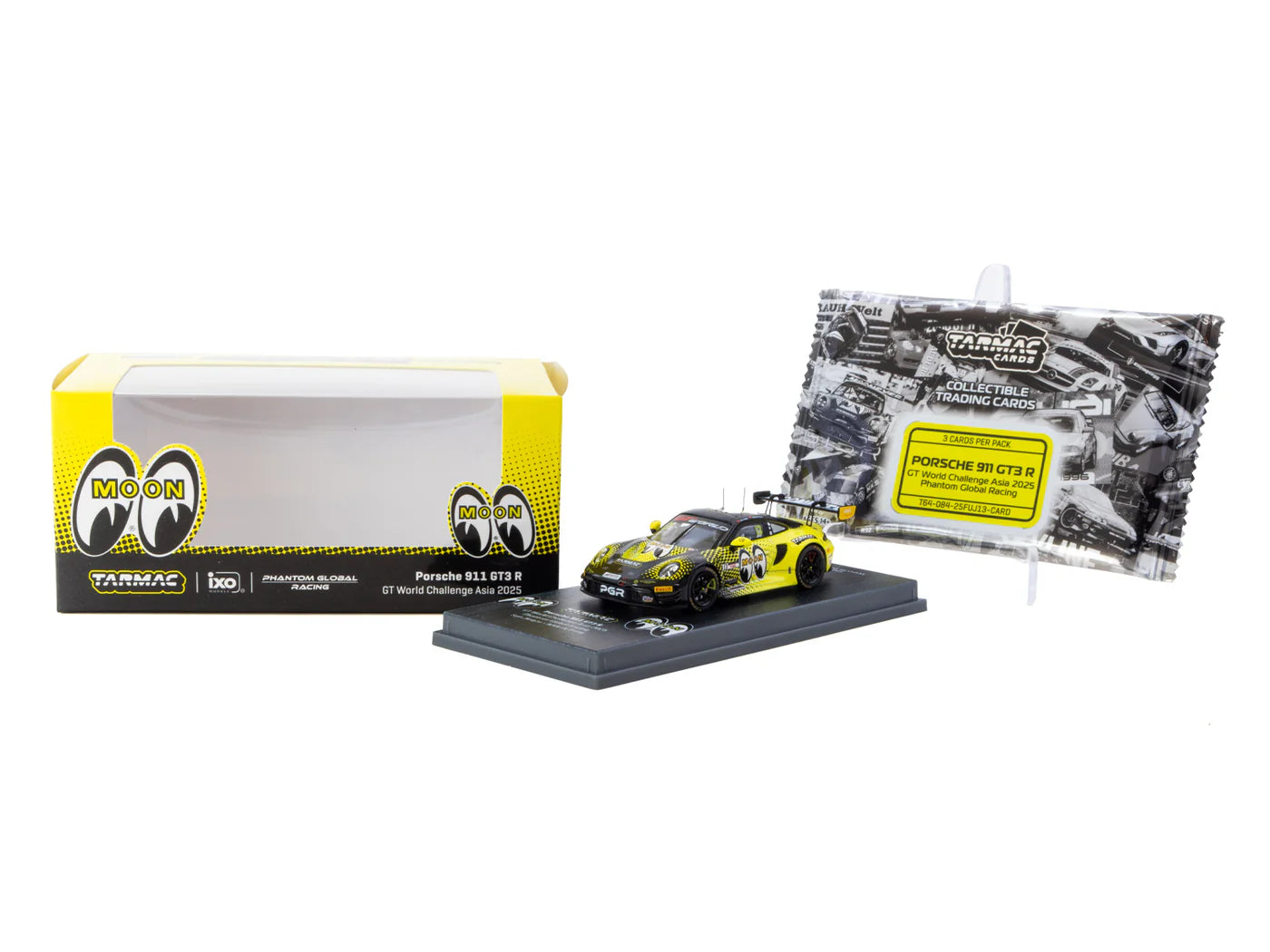 Tarmac Works 1/64 Porsche 911 GT3 R GT World Challenge Asia 2025 Phantom Global Racing #13 with Tarmac Cards - Tarmac Works x iXO Models HOBBY64