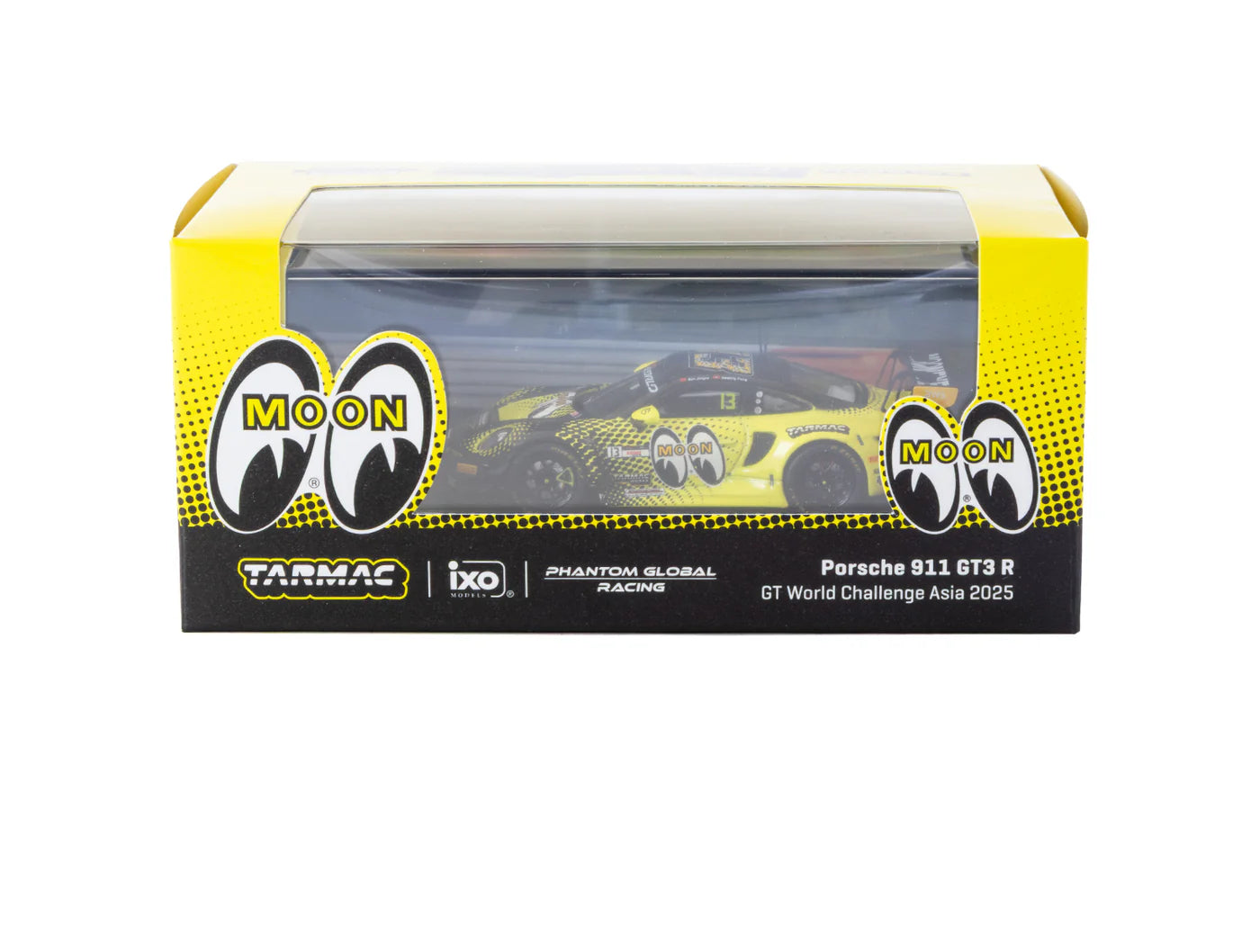 Tarmac Works 1/64 Porsche 911 GT3 R GT World Challenge Asia 2025 Phantom Global Racing #13 with Tarmac Cards - Tarmac Works x iXO Models HOBBY64