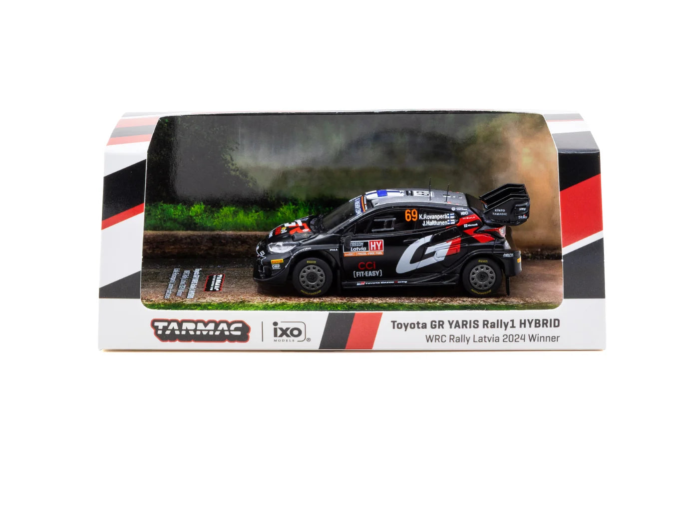 Tarmac Works 1/64 Toyota GR YARIS Rally1 HYBRID Rally Latvia 2024 Winner #69 - Tarmac Works x iXO Models HOBBY64