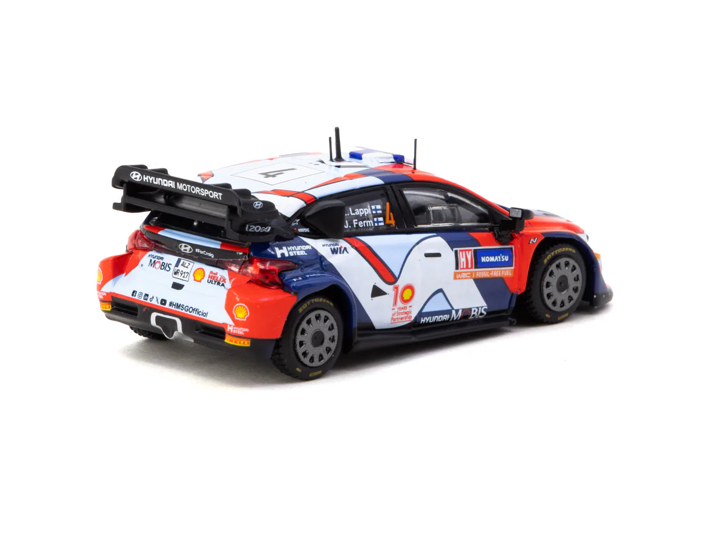 Tarmac Works 1/64 Hyundai i20 N Rally1 Hybrid Rally Sweden 2024 Winner #4 - Tarmac Works X iXO Models HOBBY64