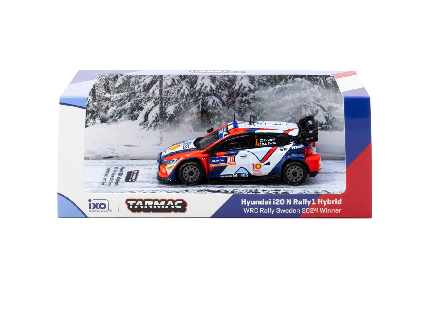Tarmac Works 1/64 Hyundai i20 N Rally1 Hybrid Rally Sweden 2024 Winner #4 - Tarmac Works X iXO Models HOBBY64