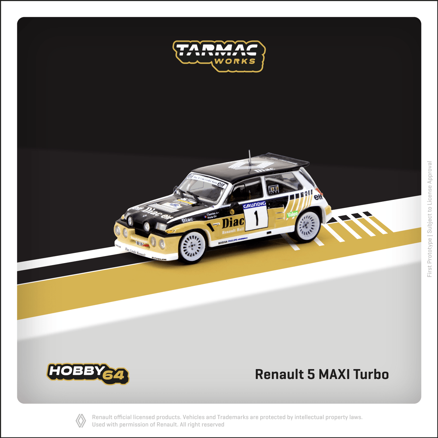 Tarmac Works 1/64 Renault 5 MAXI Turbo Rallye du Var 1986 #1 - HOBBY64