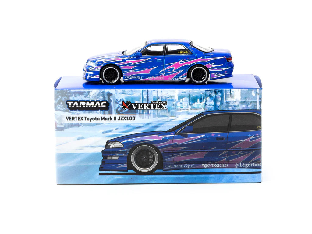Tarmac Works 1/64 VERTEX Toyota Mark II JZX100 Blue Metallic - GLOBAL64