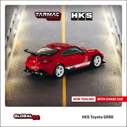 Tarmac Works 1/64 HKS Toyota GR86 Red - GLOBAL64