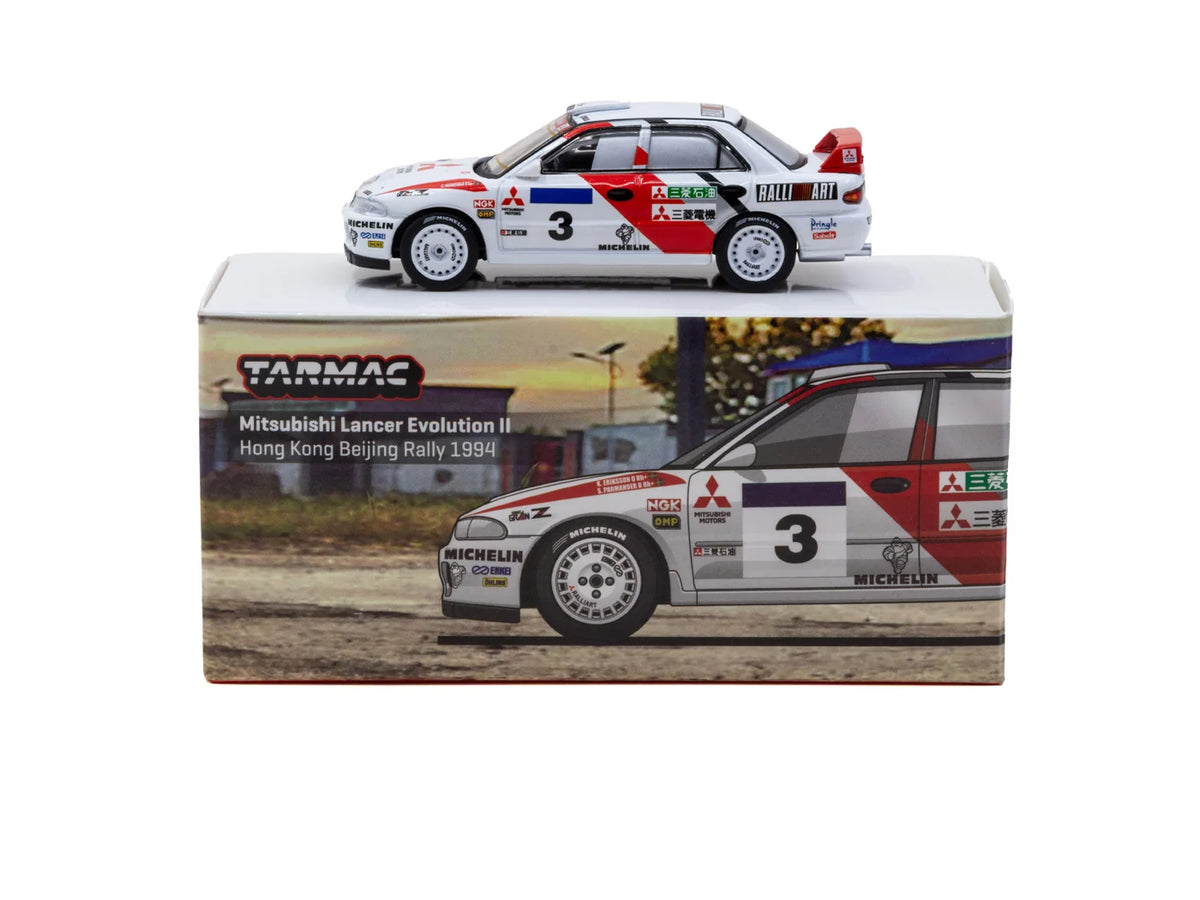 Tarmac Works 1/64 Mitsubishi Lancer Evolution II Hong Kong Beijing Rally 1994 #3 - Tarmac Works GLOBAL64