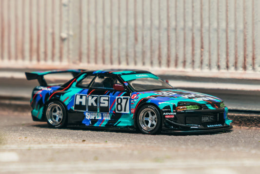 Tarmac Works 1/64 Nissan Skyline (R32) Widebody HKS with Tarmac Cards Combo Set - Designed by Jon Sibal - Tarmac Works GLOBAL64