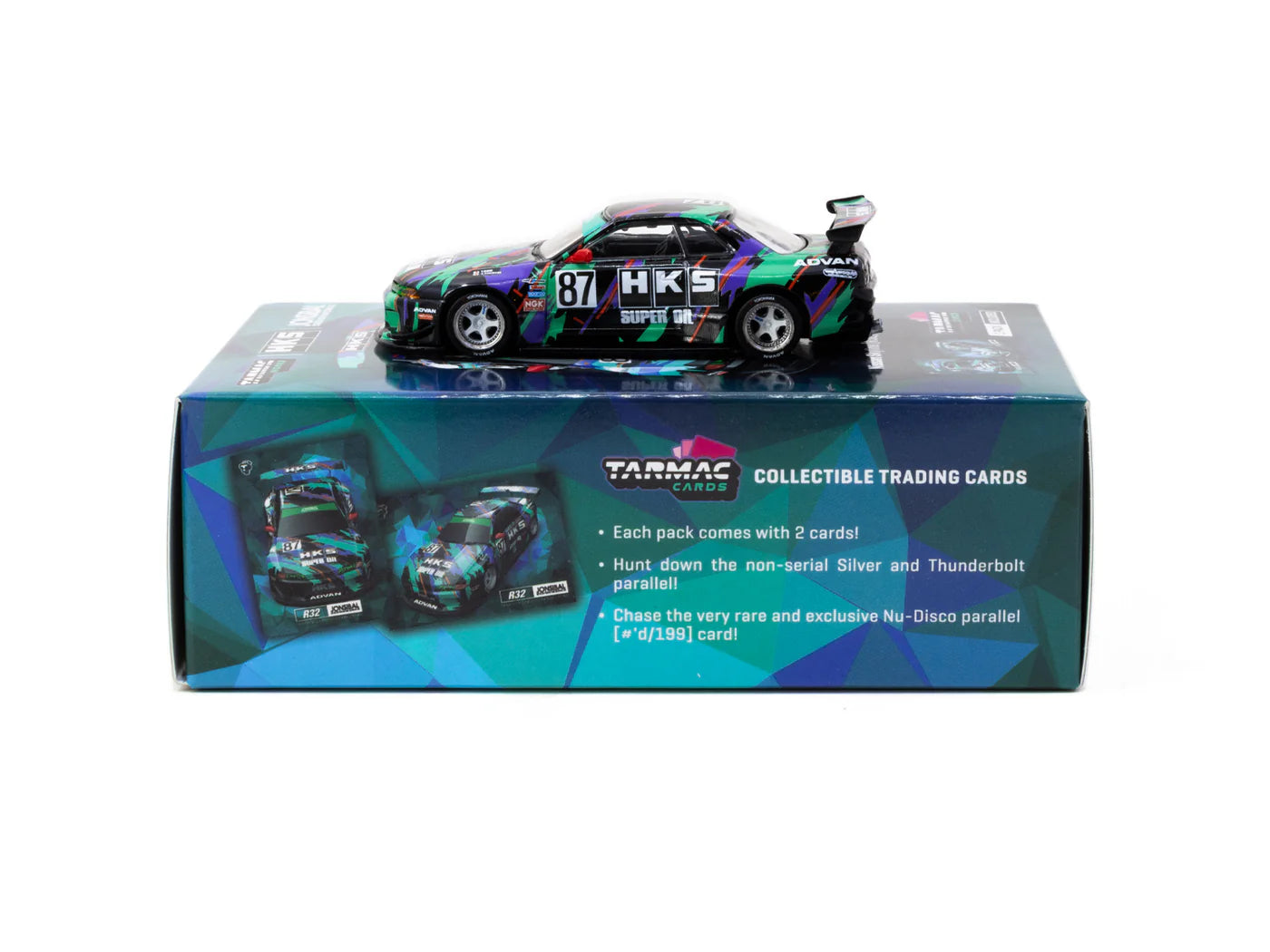 Tarmac Works 1/64 Nissan Skyline (R32) Widebody HKS with Tarmac Cards Combo Set - Designed by Jon Sibal - Tarmac Works GLOBAL64