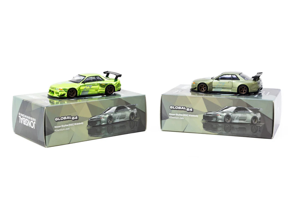 Tarmac Works 1/64 Nissan Skyline (R32) Widebody Millennium Jade - Designed by Jon Sibal - Tokyo Auto Salon 2026 Special Edition - Tarmac Works GLOBAL64