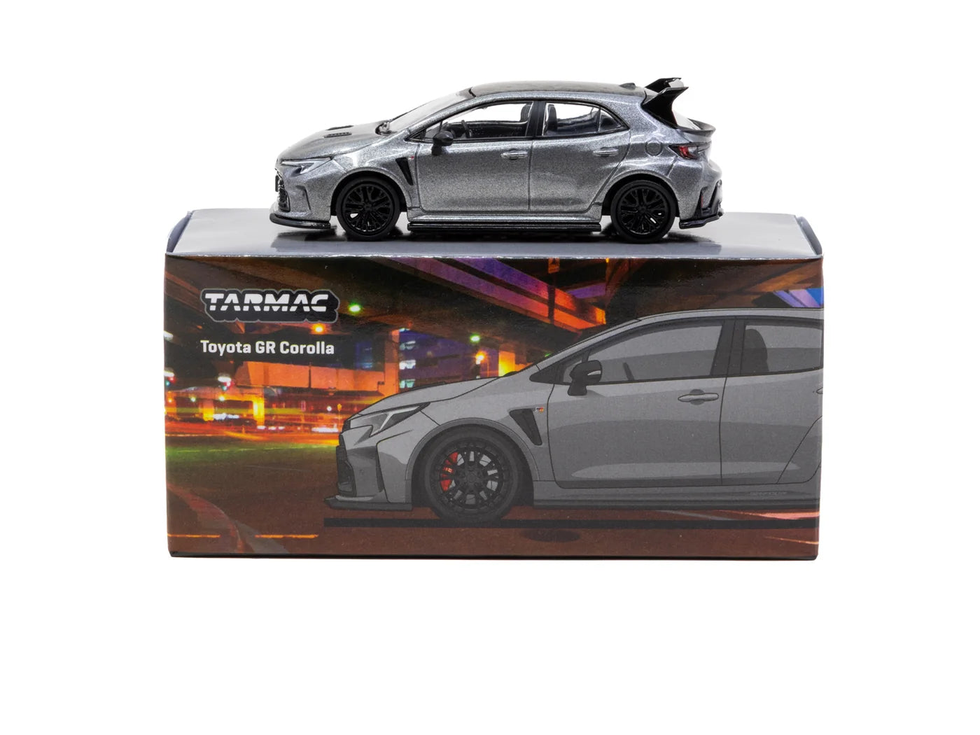 Tarmac Works 1/64 Toyota GR Corolla Grey with oil can packaging - Tarmac Works GLOBAL64