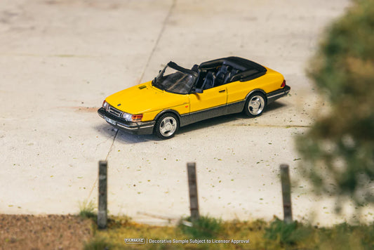 Tarmac Works 1/64 Saab 900 Turbo Convertible Yellow with Tarmac Cards Combo set - GLOBAL64