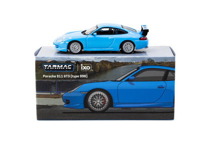 Tarmac Works X iXO Models 1/64 Porsche 911 GT3 (type 996) Light Blue - GLOBAL64
