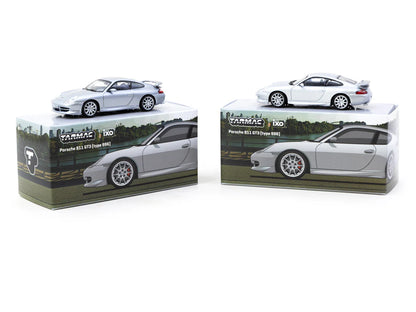 Tarmac Works X iXO Models 1/64 Porsche 911 GT3 (type 996) Silver - GLOBAL64