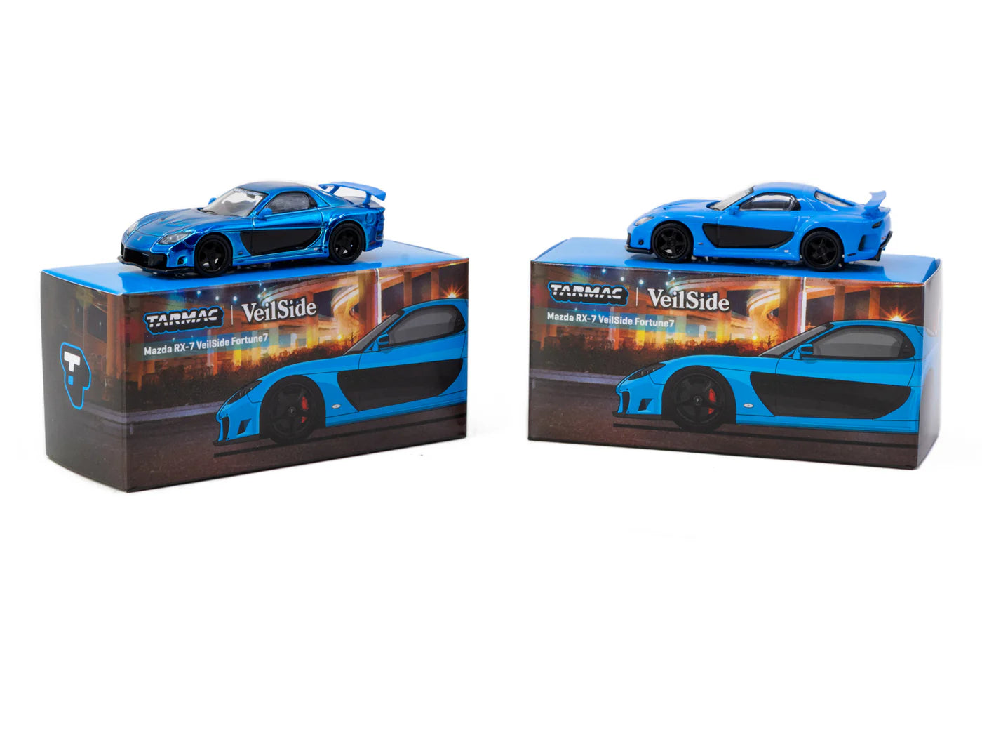 Tarmac Works 1/64 Mazda RX-7 VeilSide Fortune7 Blue - Tarmac Works GLOBAL64