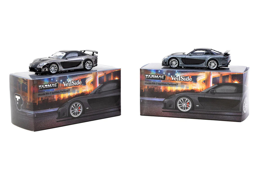 Tarmac Works 1/64 Mazda RX-7 VeilSide Fortune7 Grey Metallic / Black - GLOBAL64