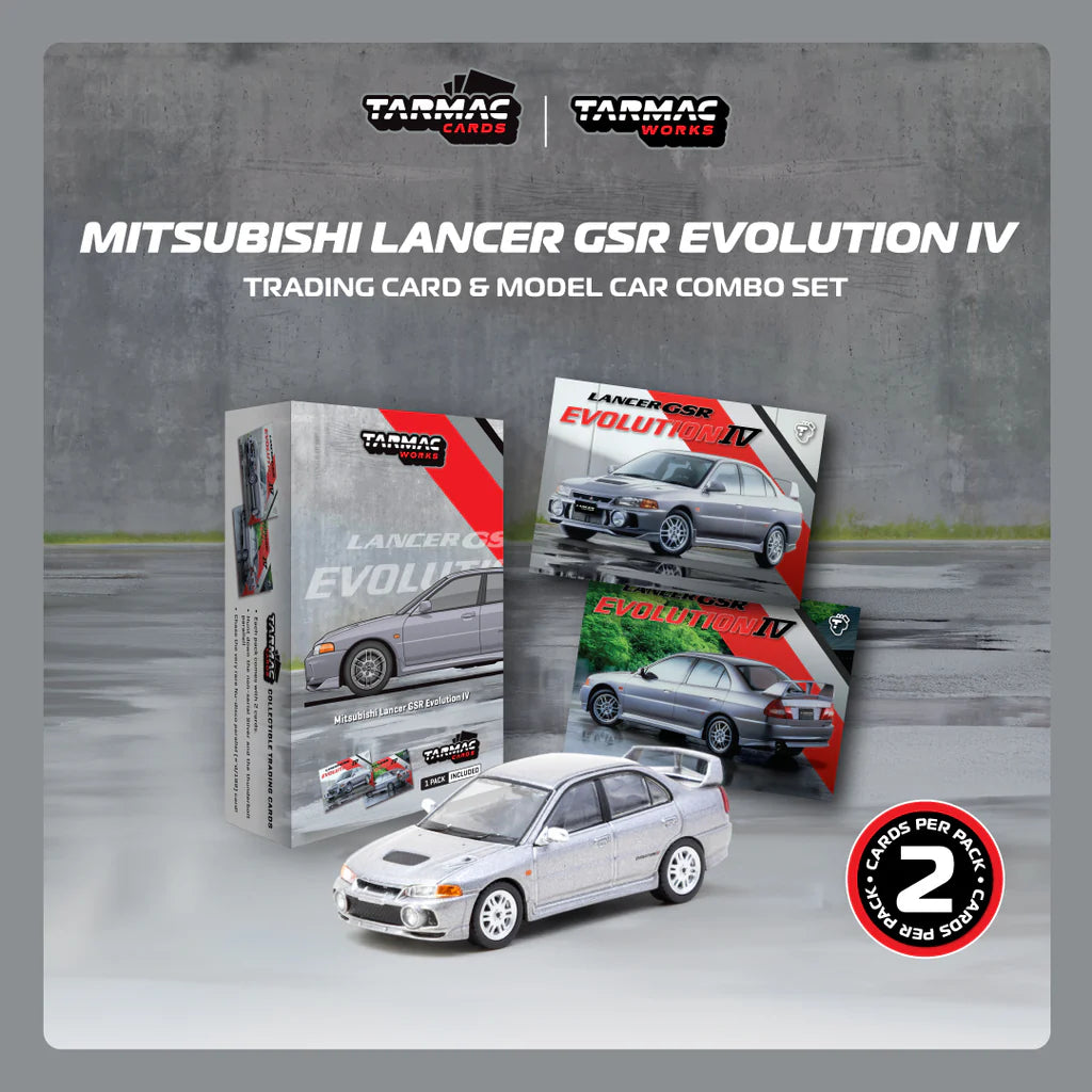 Tarmac Works 1/64 Mitsubishi Lancer GSR Evolution IV Silver with Tarmac Cards - GLOBAL64