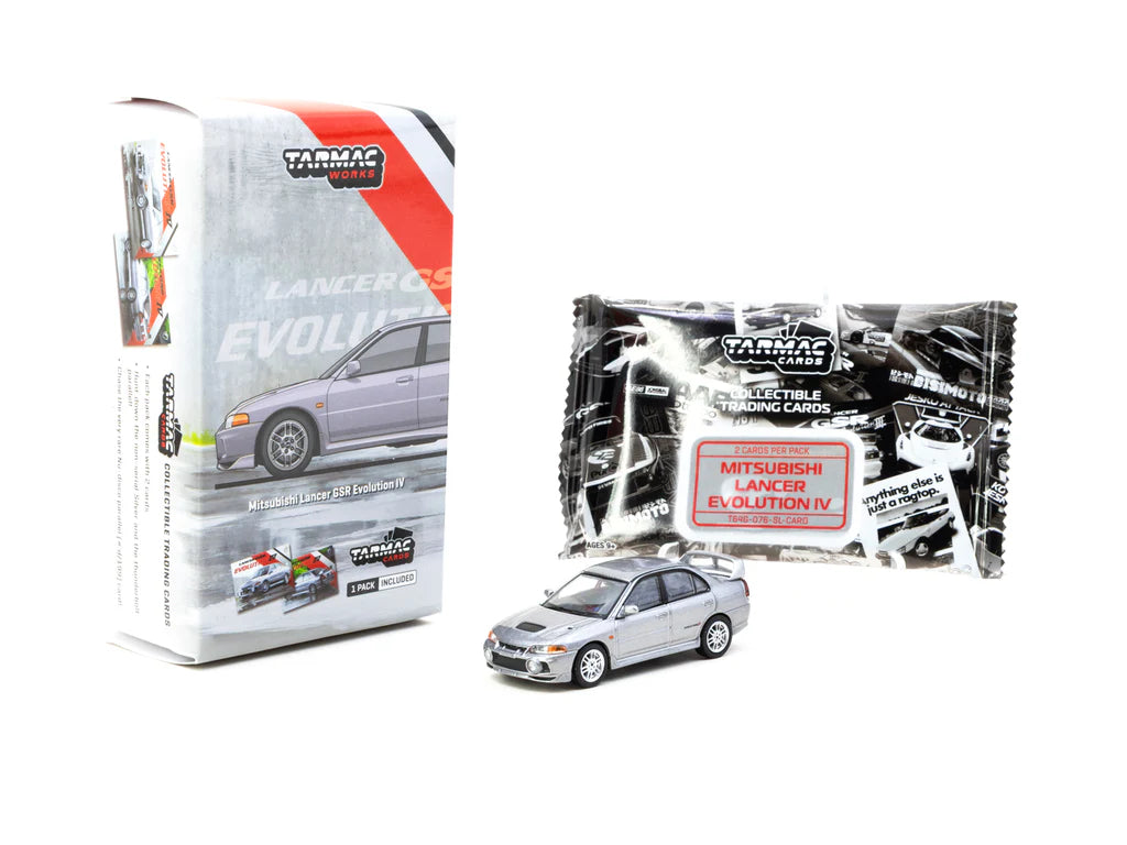 Tarmac Works 1/64 Mitsubishi Lancer GSR Evolution IV Silver with Tarmac Cards - GLOBAL64