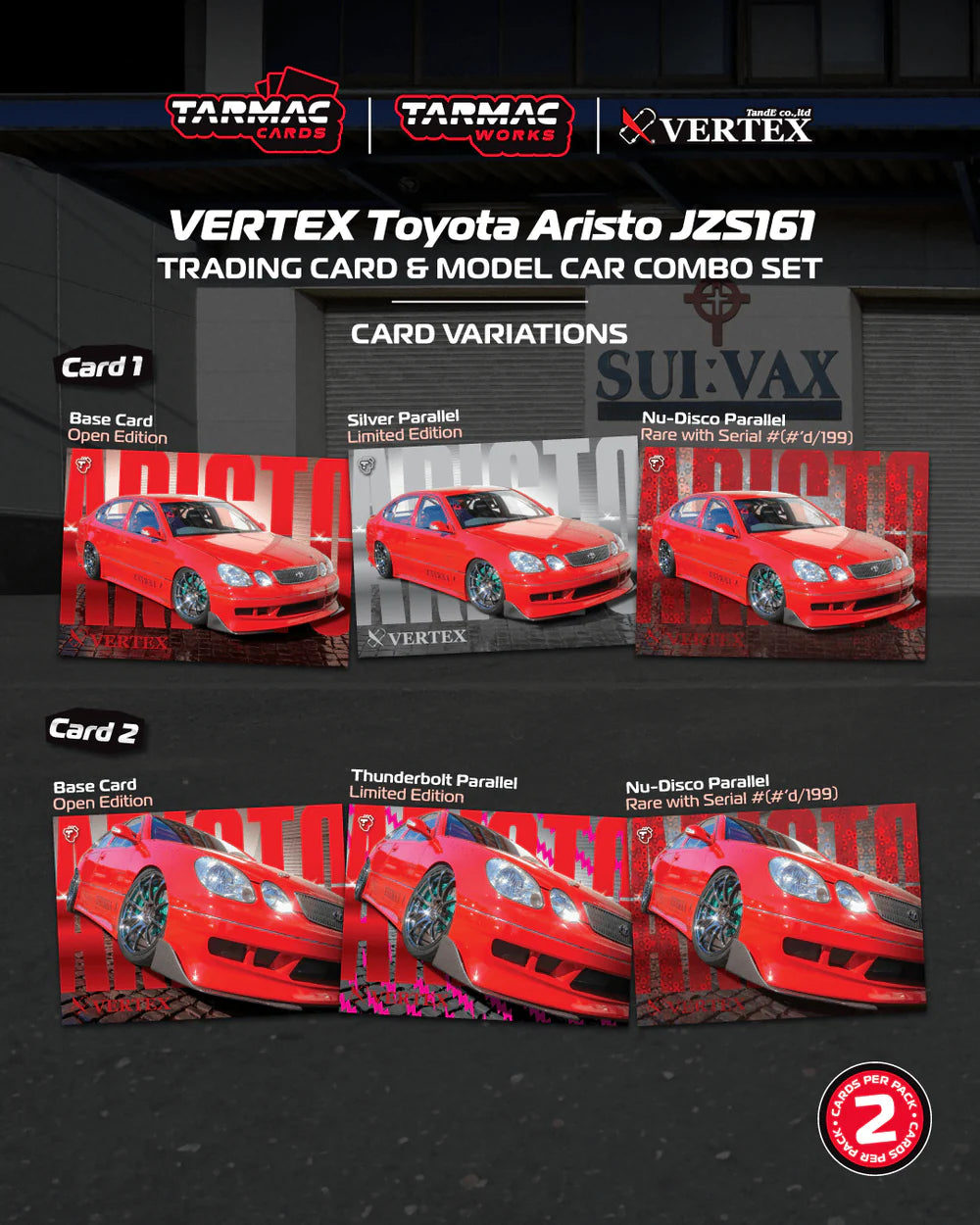 Tarmac Works 1/64 VERTEX Toyota Aristo JZS161 Red with Tarmac Cards - Tarmac Works GLOBAL64