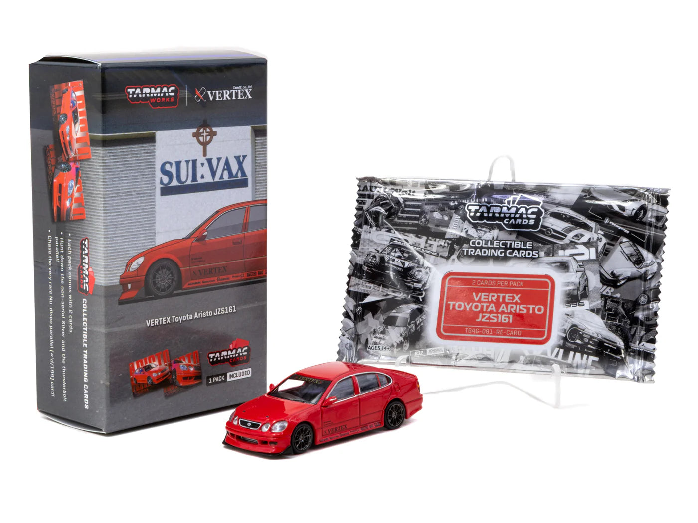 Tarmac Works 1/64 VERTEX Toyota Aristo JZS161 Red with Tarmac Cards - Tarmac Works GLOBAL64