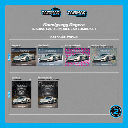 Tarmac Works 1/64 Koenigsegg Regera Silver Metallic / Blue Accents with Tarmac Cards Combo Set - Tarmac Works GLOBAL64