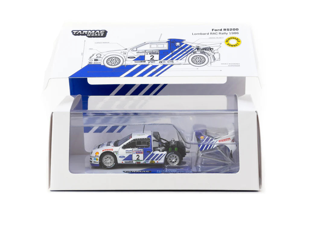 Tarmac Works 1/64 Ford RS200 Lombard RAC Rally 1986 #2 - HOBBY64+