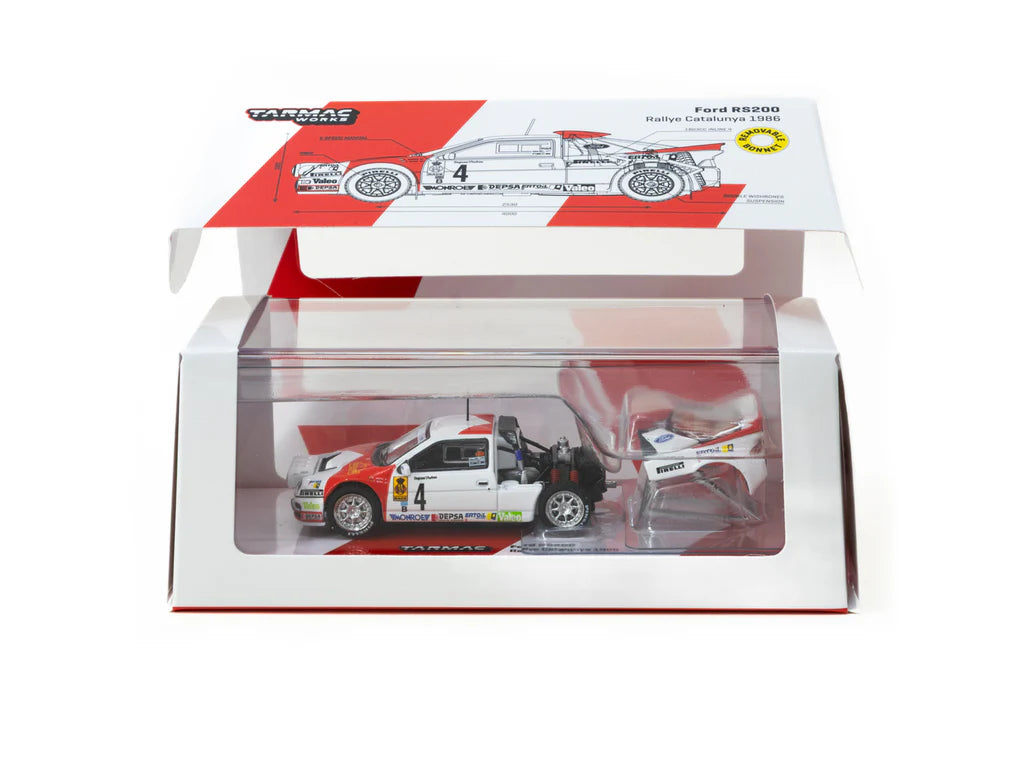 Tarmac Works 1:64 Ford RS200 - Rallye Catalunya 1986, Antonio Zanini / Josep Autet