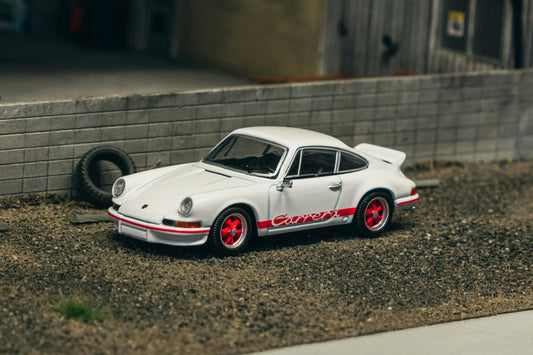 Tarmac Works 1/64 Porsche 911 Carrera RS 2.7 Lightweight White/Red - COLLAB64 Schuco x Tarmac Works
