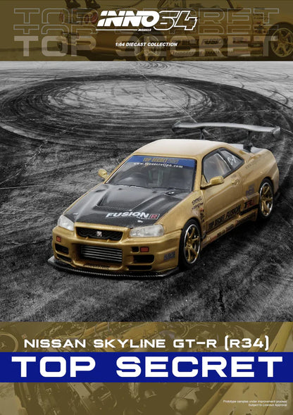 INNO64 1:64 Nissan TOP SECRET R34 GT-R Gold (IN64-R34TS-GOLD)