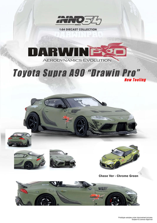 INNO64 1:64 TOYOTA SUPRA A90 DARWIN PRO Matt Green in Premium Box Packaging (Chance of Chase Car) (IN64-A90DP-MATGR)