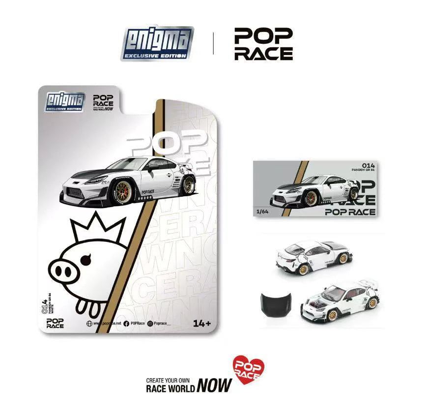 Pop Race X Enigma 1:64 Toyota Pandem GR86 ZN8 2002 Rocket Bunny Custom Openable Front Hood Detailed Engine in Blister Packaging (PRE014)