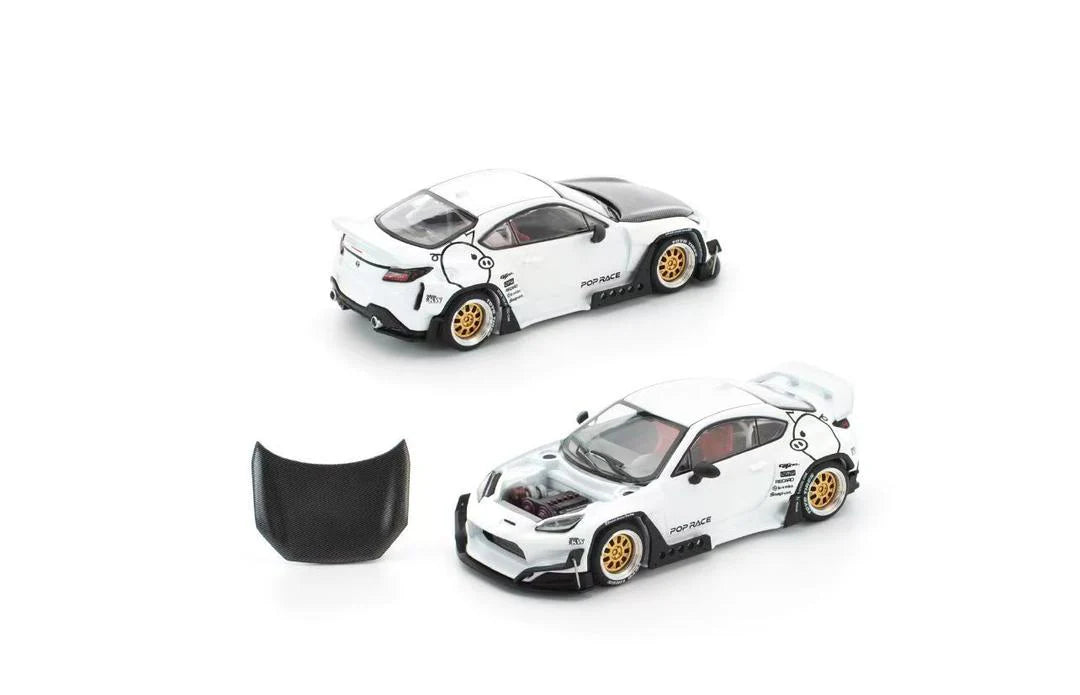 Pop Race X Enigma 1:64 Toyota Pandem GR86 ZN8 2002 Rocket Bunny Custom Openable Front Hood Detailed Engine in Blister Packaging (PRE014)